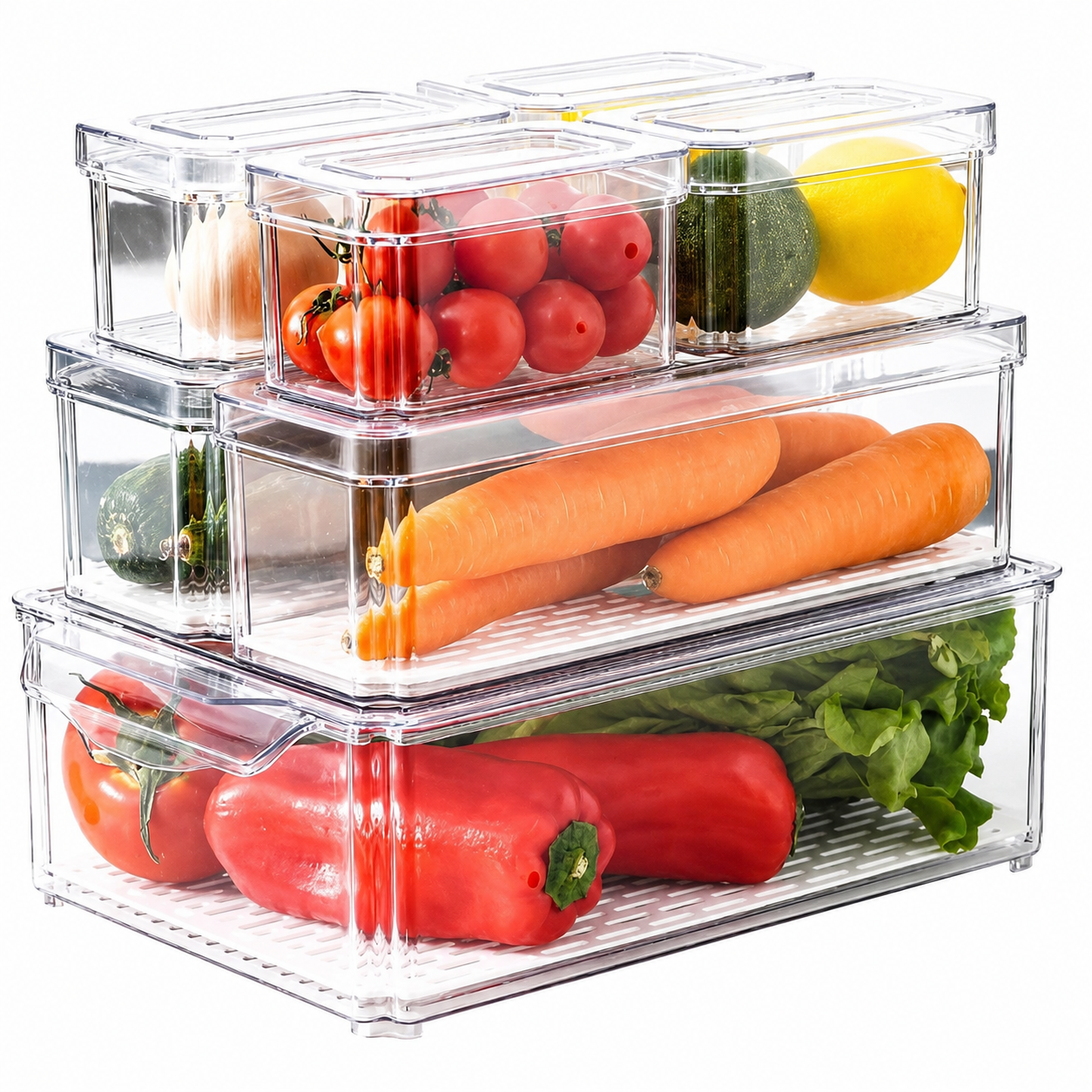 Organizador de Nevera x10 Piezas Transparente con Tapa